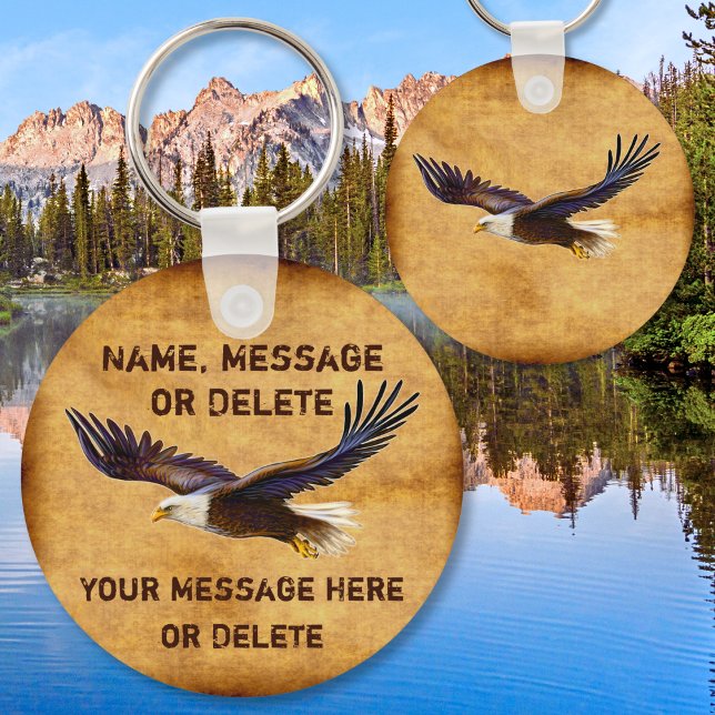 Personalised Eagle Keychain, Eagle Party Favours Key Ring (Eagle Keychains. Eagle party favors. Personalized eagle gifts with vintage look. Eagle party ideas.)
