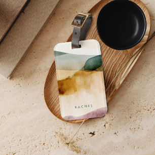 Personalised Earth Tone Abstract Watercolor  Luggage Tag