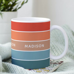 Personalised Earth Tone Colorblock Name Gift Coffee Mug