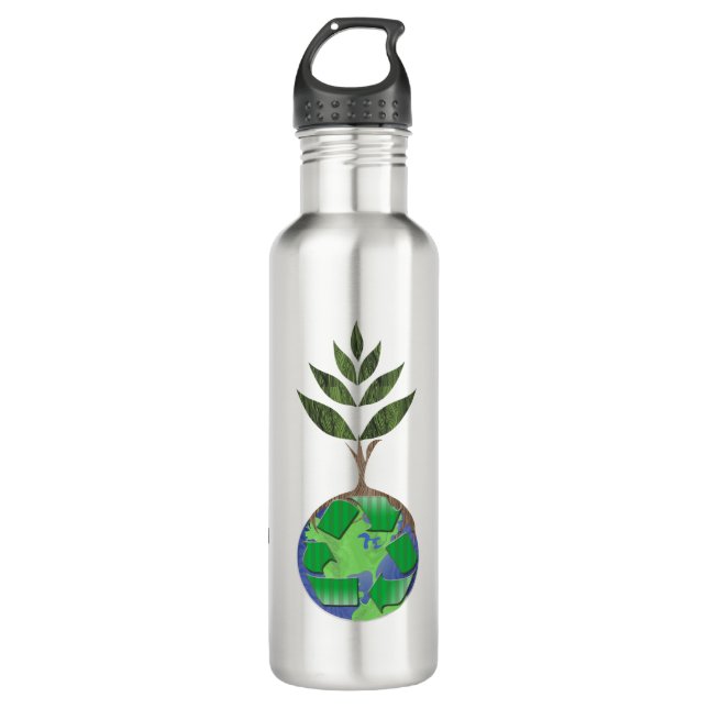 Personalised Earth Tree Recycle Sign 710 Ml Water Bottle (Front)