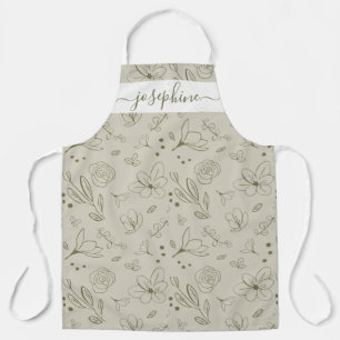 Personalised Earthtone Floral Pattern Apron