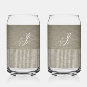 Personalised Earthy Brown Kaki  Set Can Glass