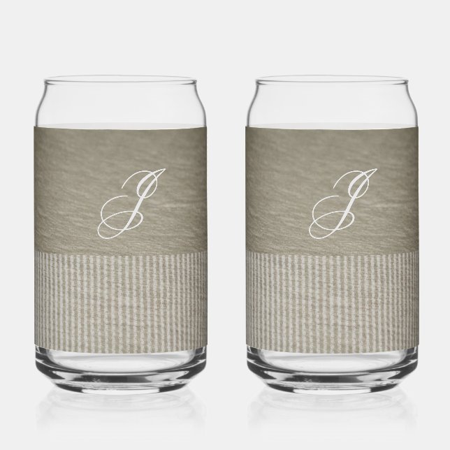 Personalised Earthy Brown Kaki  Set Can Glass (Front)