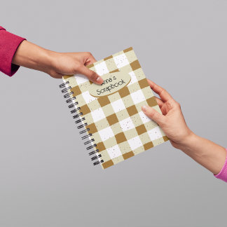 Personalised Earthy plaid Scrapbooking Brown Notebook