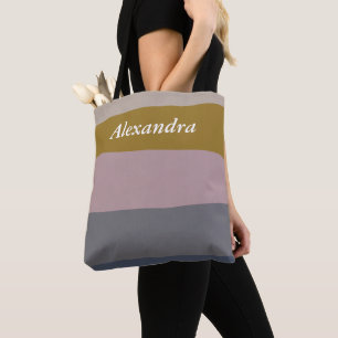Personalised Earthy Tones Minimalist Colour Block  Tote Bag