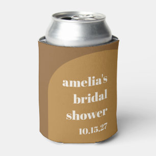 Personalised Earthy Warm Brown Fall Bridal Shower Can Cooler