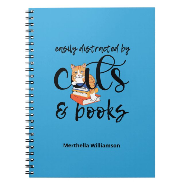 Personalised EASILY DISTRACTED BY CATS AND BOOKS (Front)