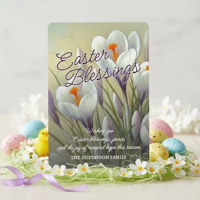 Personalised Easter Blessings Crocus Floral Card (Creator Uploaded)