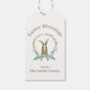 Personalised Easter Blessings Watercolor Rabbit Gift Tags