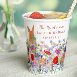 Personalised Easter Brunch Egg Hunt Bunny Floral Paper Cups