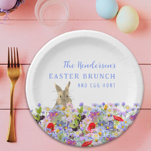 Personalised Easter Brunch Egg Hunt Bunny Floral Paper Plate