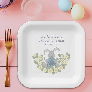 Personalised Easter Brunch Egg Hunt Bunny Floral Paper Plate
