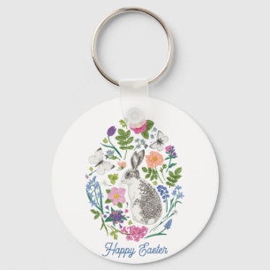 Personalised Easter Bunny and Flower Keychain