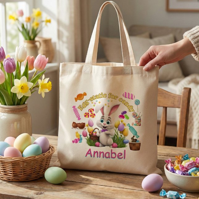 Personalised Easter Bunny Candy Tote Bag (Creator Uploaded)
