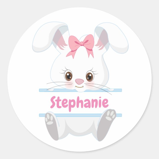 Personalised - Easter Bunny Classic Round Sticker (Front)