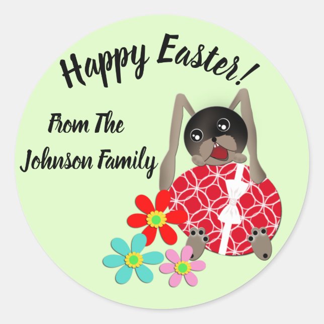 Personalised Easter Bunny Classic Round Sticker (Front)