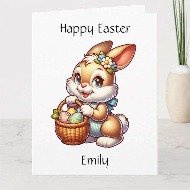 Personalised Easter Bunny + Colouring Page Kid's Card (Front)