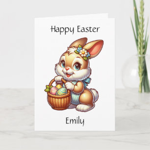 Personalised Easter Bunny + Colouring Page Kid's Card