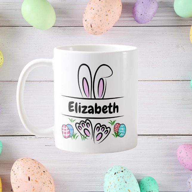 Personalised Easter Bunny Ears Name Coffee Mug (Creator Uploaded)