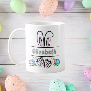 Personalised Easter Bunny Ears Name Coffee Mug
