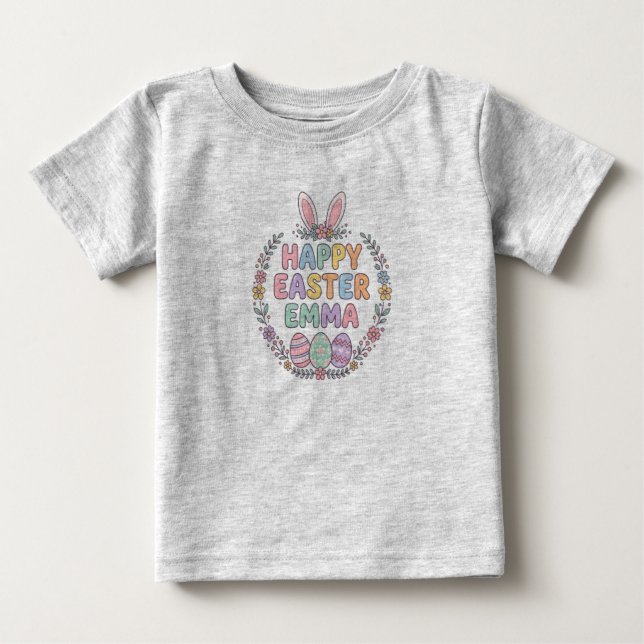 Personalised Easter Bunny Kids Shirt – Custom Name (Front)