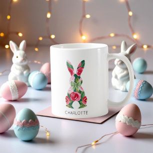 Personalised Easter Bunny Mug with Floral Design
