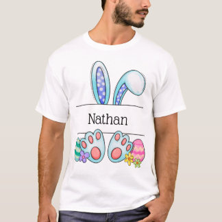 Personalised Easter Bunny Name Pastel Art blue T-Shirt