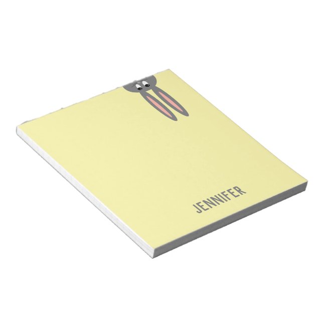 Personalised Easter Bunny Pastel Yellow Kids Notepad (Angled)
