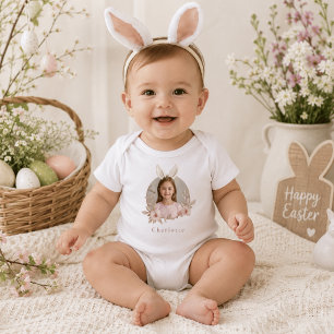 Personalised Easter Bunny Photo Baby Bodysuit