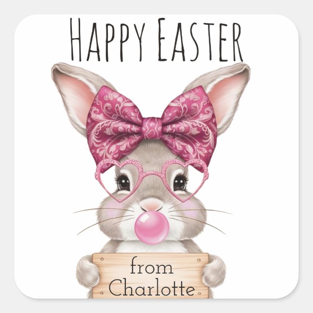 Personalised Easter Bunny Stickers for Kids (Front)
