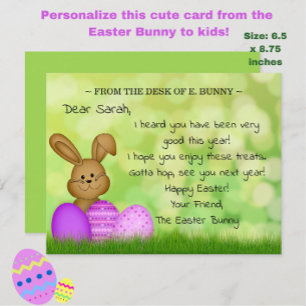 Personalised Easter Bunny to Kids Cute Fun Big Holiday Card