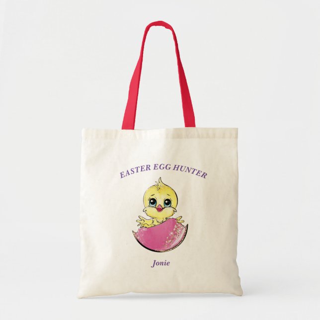 Personalised Easter Chick Egg Hunt Chick Tote Bag (Front)