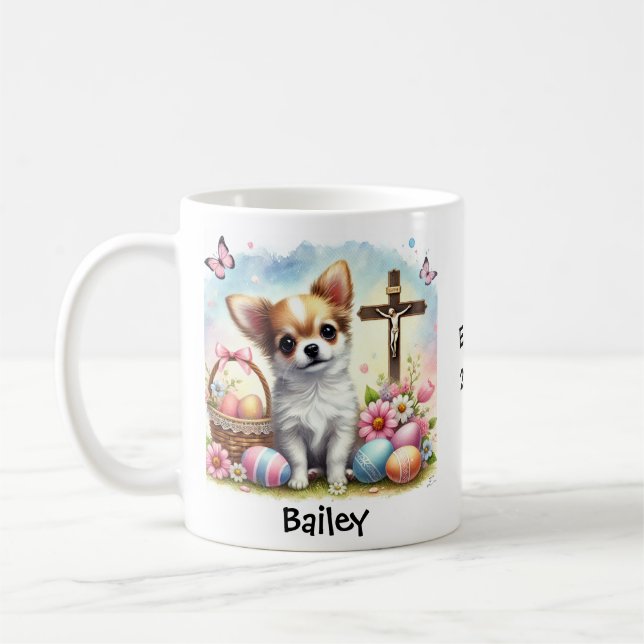 Personalised Easter Chihuahua Dog  Coffee Mug (Left)