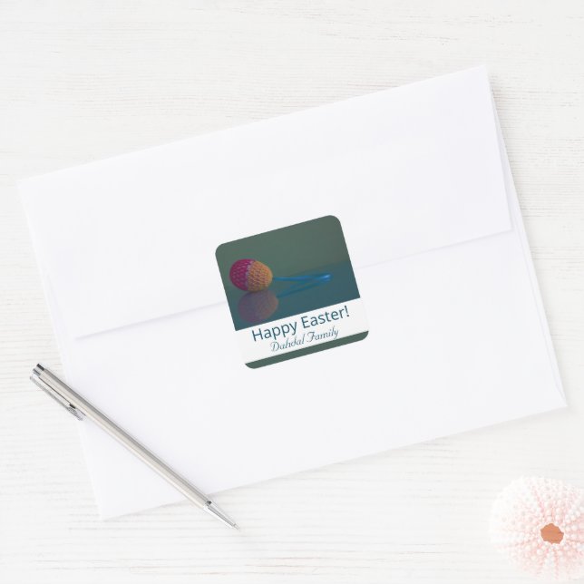 Personalised Easter Egg Holiday Square Sticker  (Envelope)