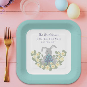 Personalised Easter Egg Hunt Brunch Bunny Floral Paper Plate