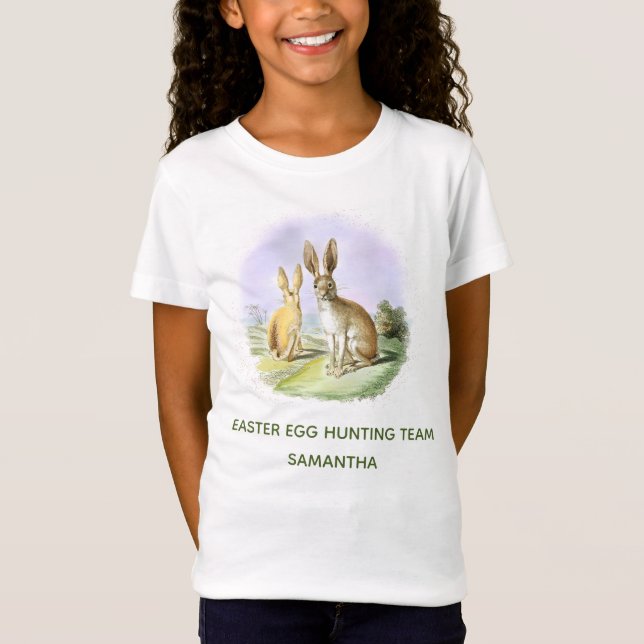 Personalised Easter Egg Hunting Team Bunny T-Shirt (Front)