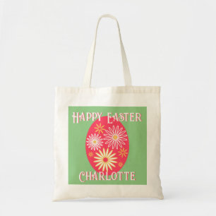 Personalised Easter Egg Modern Floral Tote Bag
