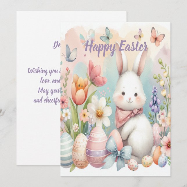 Personalised Easter Greeting Card Watercolor  (Front/Back)