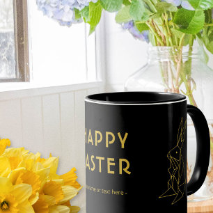 Personalised Easter Minimalistic Black and Gold Mug