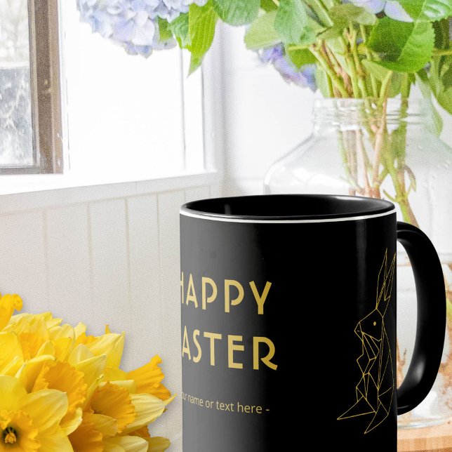 Personalised Easter Minimalistic Black and Gold Mug (Creator Uploaded)