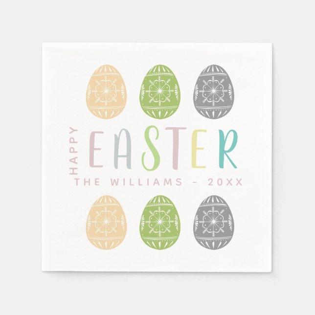 Personalised Easter Paper Napkins Elegant Modern (Front)