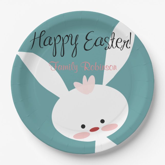 Personalised Easter Paper Plates Cute Bunny (Front)