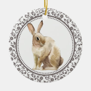 Personalised Easter Rabbit design Ceramic Tree Decoration