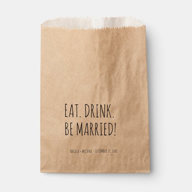 Personalised Eat Drink Be Married Wedding Treat Favour Bags (Front)