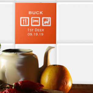 Personalised Eat Sleep Hunt 1st Deer Keepsake Tile