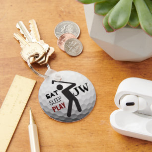 Personalised Eat Sleep Play Golf Keyring