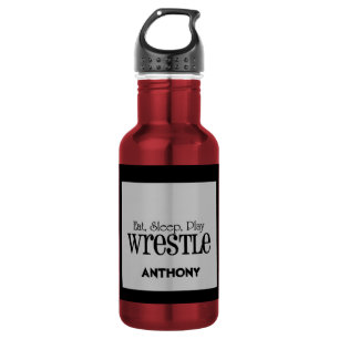 Personalised Eat, Sleep, Play WRESTLE Water Bottle