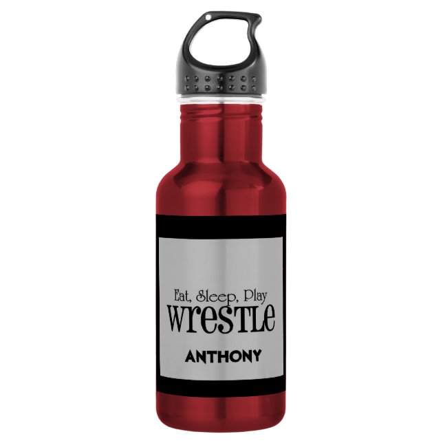 Personalised Eat, Sleep, Play WRESTLE Water Bottle (Front)