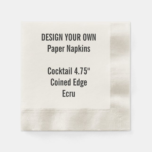 Personalised ECRU Coined Cocktail Paper Napkins (Front)