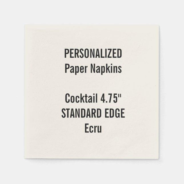 Personalised Ecru Standard Cocktail Paper Napkins (Front)